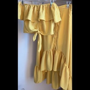 Two Piece Crop Top and High Low Skirt Set